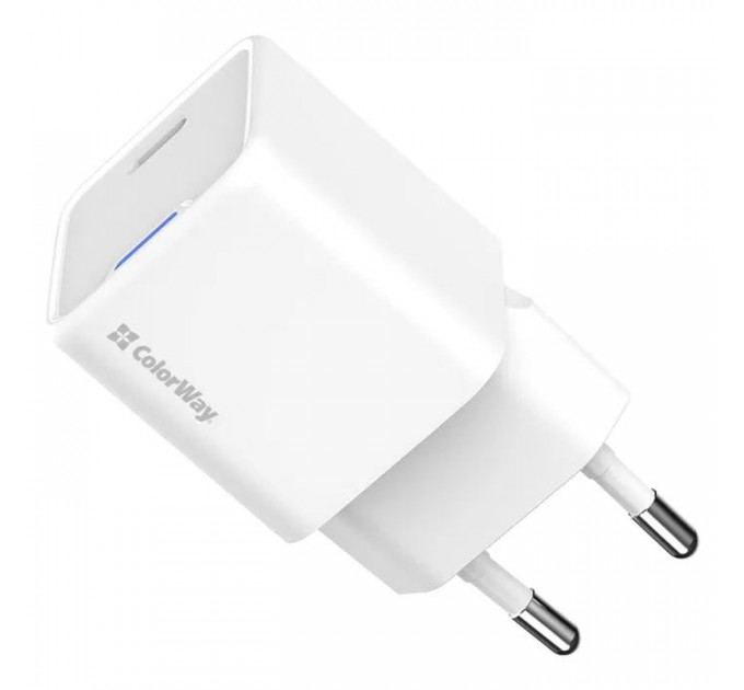 Зарядний пристрій ColorWay GaN Mini 30W PD Port PPS USB-C white (CW-CHS054PD-WT)
