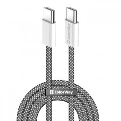 Дата кабель USB-C to USB-C 2.0m (braided cotton) (PD Fast Charging 60W) 3.0А black ColorWay (CW-CBPDCC068-BK)