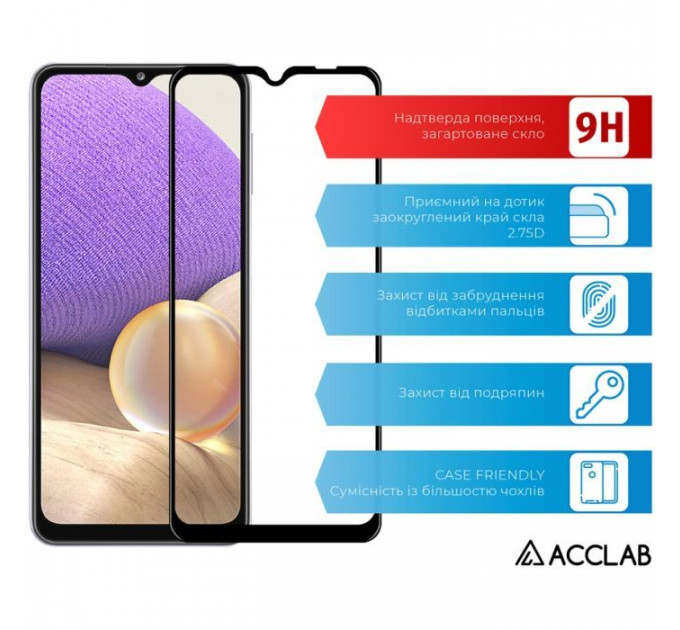 Скло захисне ACCLAB Full Glue Samsung A32 Black (1283126510533)