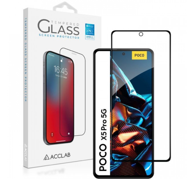 Стекло защитное ACCLAB Full Glue Xiaomi Poco X5 Pro Black (1283126567384)