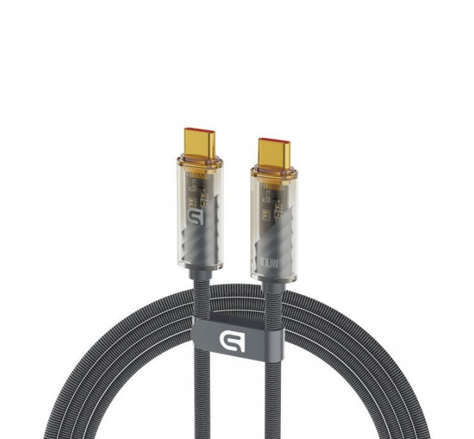 Дата кабель USB-C to USB-C 1.0m transparent 100W grey Armorstandart (ARM75871)