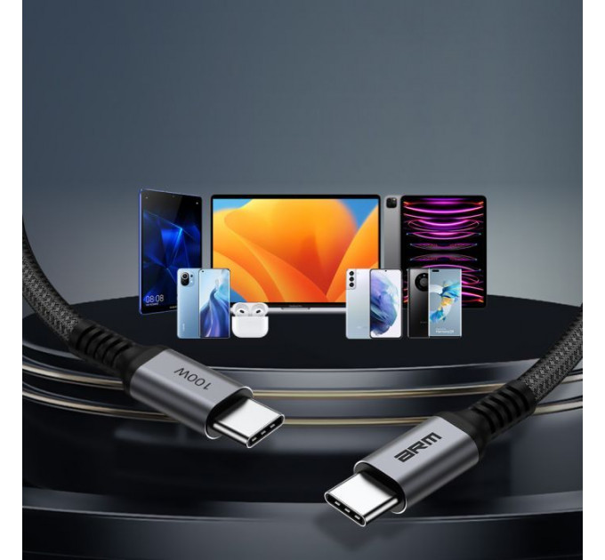 Дата кабель USB-C to USB-C 1.0m PD 100W black-grey Armorstandart (ARM69370)