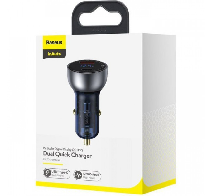 Зарядний пристрій Baseus Particular Digital Display QC+PPS Dual Quick Charger Car Charger 65W Shallow tarnish (CCKX-C0A)