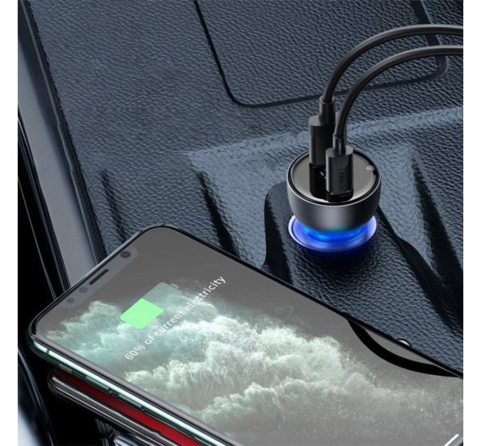 Зарядний пристрій Baseus Particular Digital Display QC+PPS Dual Quick Charger Car Charger 65W Shallow tarnish (CCKX-C0A)