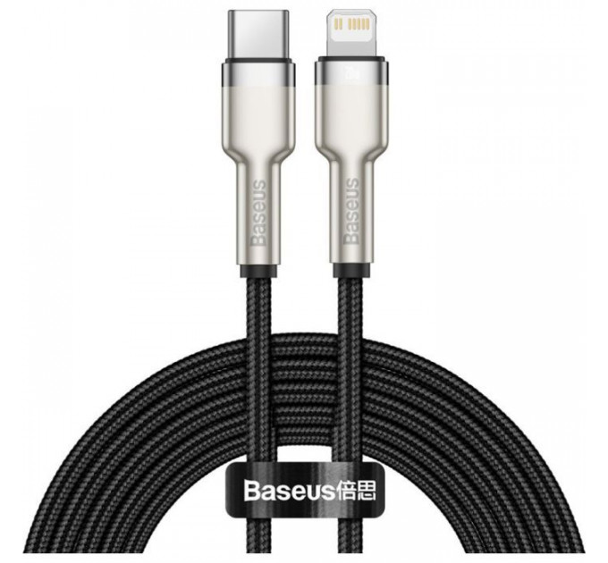 Дата кабель USB-C to Lightning 2.0m Cafule Metal PD 20W black Baseus (CATLJK-B01)