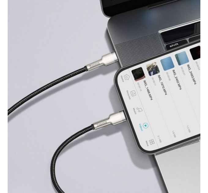 Дата кабель USB-C to Lightning 2.0m Cafule Metal PD 20W black Baseus (CATLJK-B01)