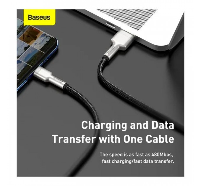 Дата кабель USB 2.0 AM to USB-C 1.0m Cafule Metal 66W black Baseus (CAKF000101)