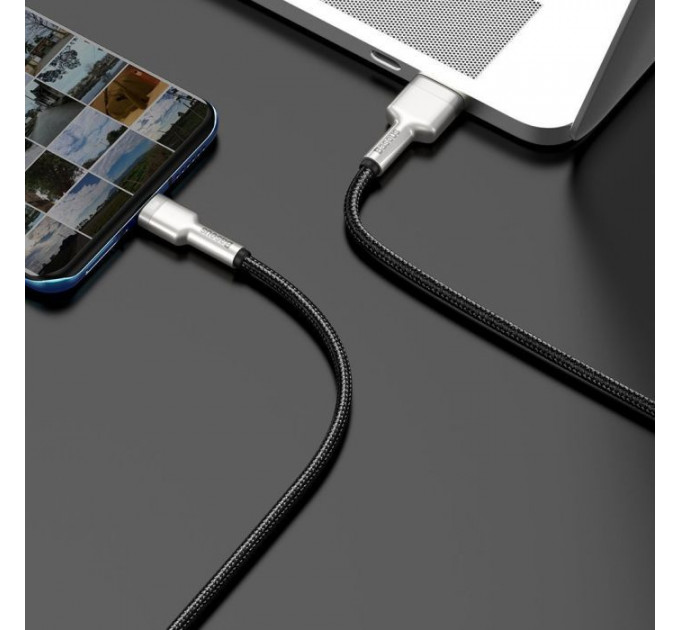 Дата кабель USB 2.0 AM to USB-C 1.0m Cafule Metal 66W black Baseus (CAKF000101)