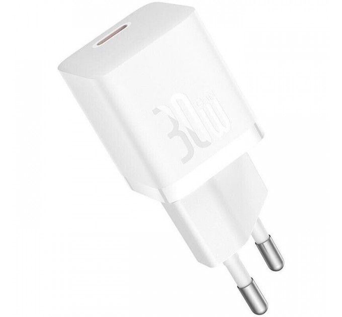 Зарядний пристрій Baseus GaN5 Fast Charger USB-C 30W + Cable 1.0m Type-C 100W white (P10110902213-00)
