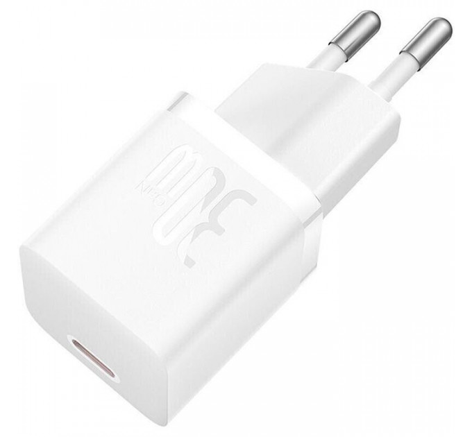 Зарядний пристрій Baseus GaN5 Fast Charger USB-C 30W + Cable 1.0m Type-C 100W white (P10110902213-00)