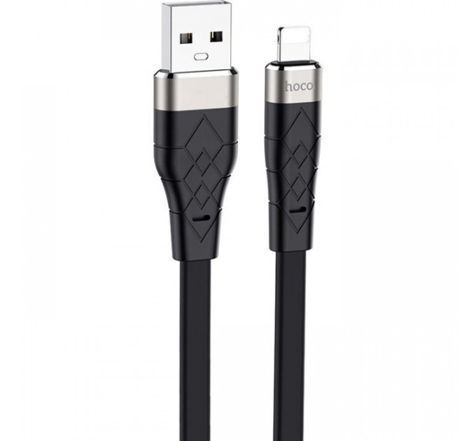 Дата кабель USB 2.0 AM to Lightning 1.0m 2.4A silicone X53 black HOCO (6931474738059)