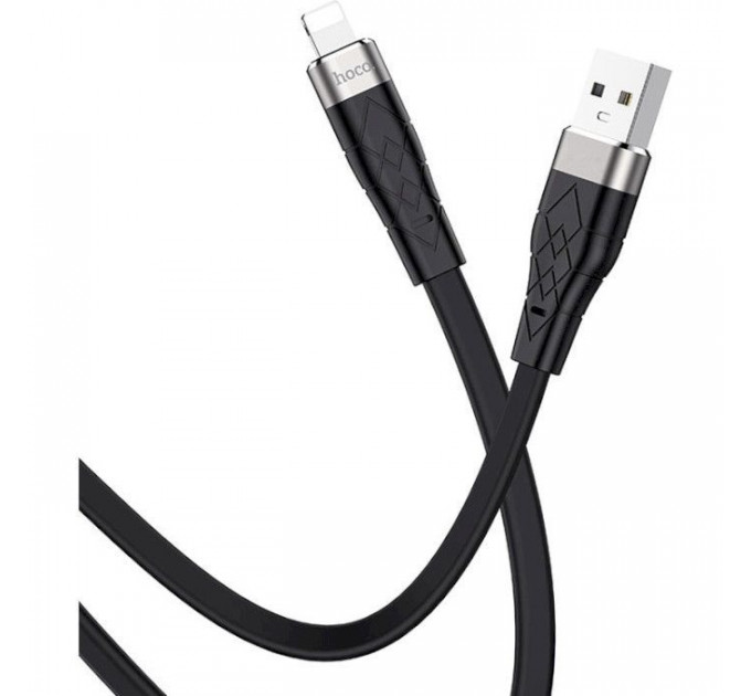 Дата кабель USB 2.0 AM to Lightning 1.0m 2.4A silicone X53 black HOCO (6931474738059)