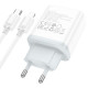 Зарядний пристрій HOCO C105A Stage 1xUSB-C PD20W + 1xUSB QC3.0 + cable USB-C to Lightning White (6931474782939)