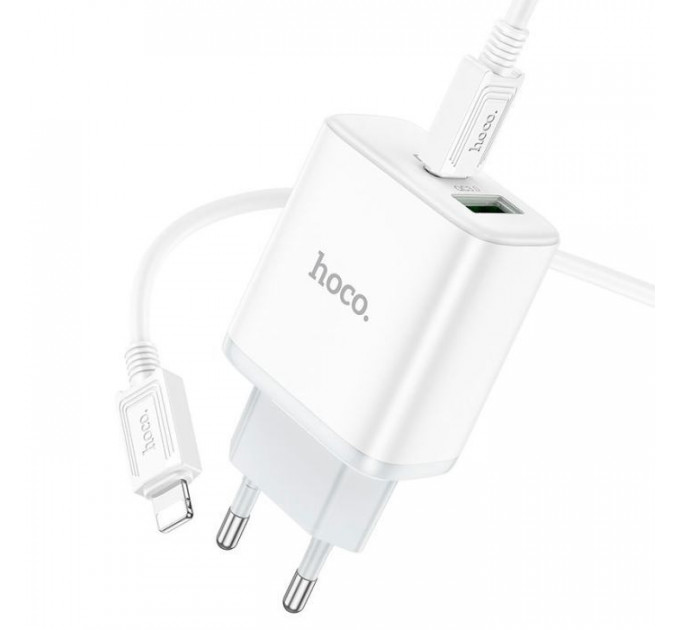 Зарядний пристрій HOCO C105A Stage 1xUSB-C PD20W + 1xUSB QC3.0 + cable USB-C to Lightning White (6931474782939)