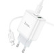 Зарядний пристрій HOCO C105A Stage 1xUSB-C PD20W + 1xUSB QC3.0 + cable USB-C to Lightning White (6931474782939)