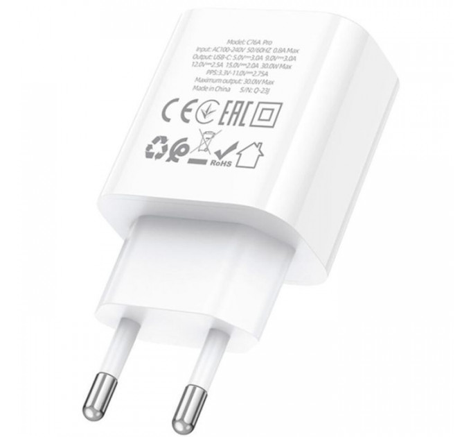 Зарядний пристрій HOCO C76A Pro Majestic USB-C PD30W White (6942007616300)