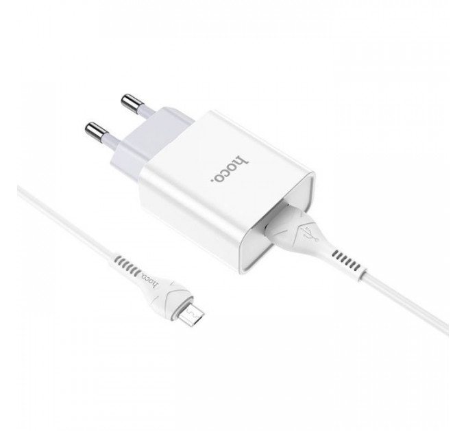 Зарядний пристрій HOCO C81A Asombroso USB + cable Micro 5P 10.5W White (6931474727954)