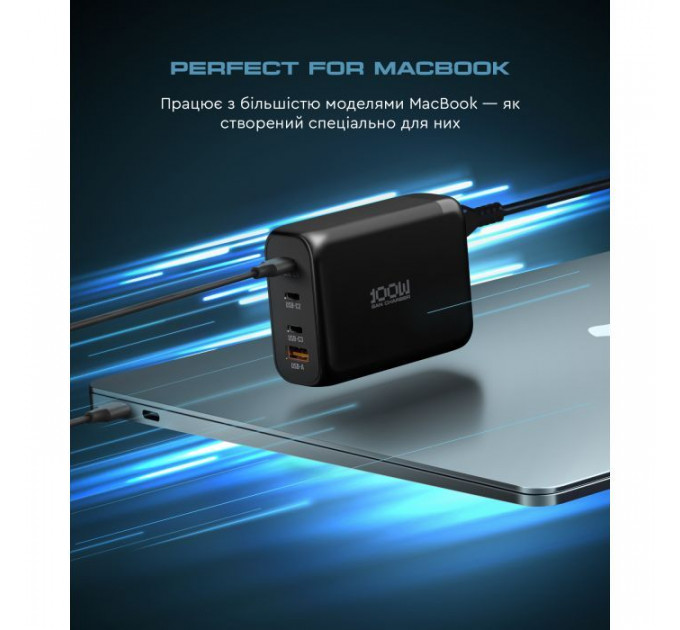 Зарядний пристрій Armorstandart ARP-131 Resolute Power USB-C 100W GaN Black (ARM70024)