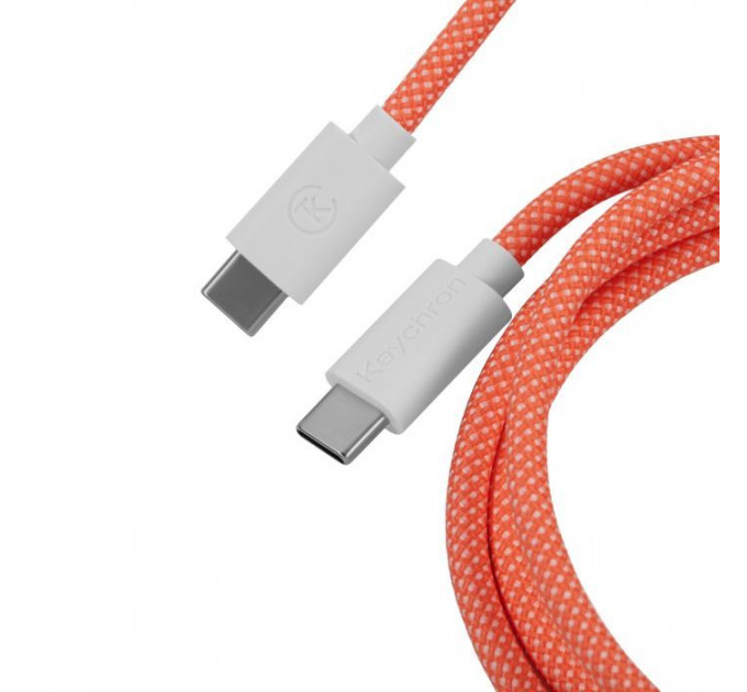 Дата кабель USB-C + USB A to USB-C 1.36m Coiled Aviator orange Keychron (CAB14_KEYCHRON)