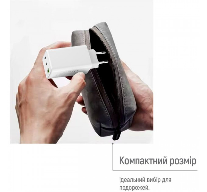 Зарядний пристрій ColorWay C101B GaN Mini 100W PD PPS 2xUSB-C + USB-A white (CW-CHS061PD-WT)