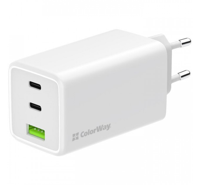 Зарядний пристрій ColorWay C101B GaN Mini 100W PD PPS 2xUSB-C + USB-A white (CW-CHS061PD-WT)