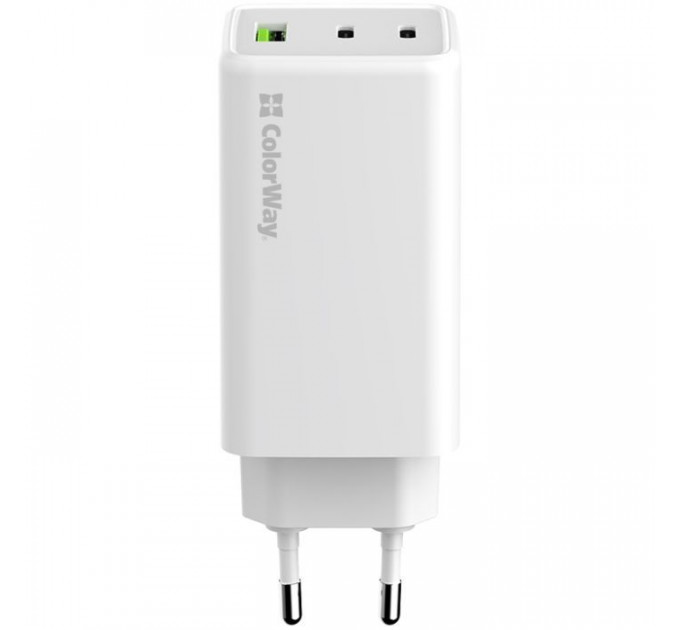 Зарядний пристрій ColorWay C101B GaN Mini 100W PD PPS 2xUSB-C + USB-A white (CW-CHS061PD-WT)
