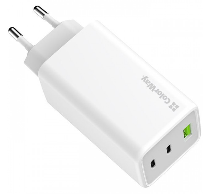 Зарядний пристрій ColorWay C101B GaN Mini 100W PD PPS 2xUSB-C + USB-A white (CW-CHS061PD-WT)
