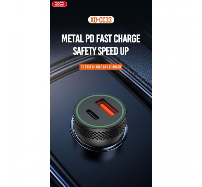 Зарядний пристрій XO 1xUSB QC3.0 + 1xUSB-C PD18W black (CC33-BK)