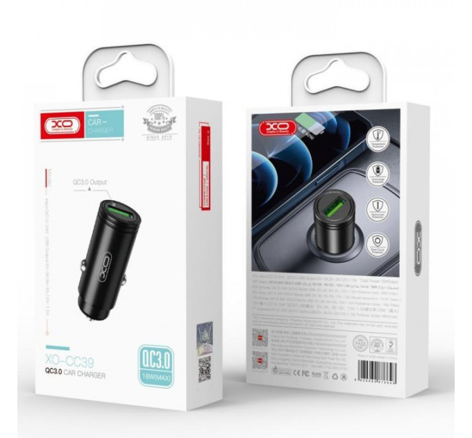 Зарядное устройство для XO USB QC3.0 black (CC39-BK)