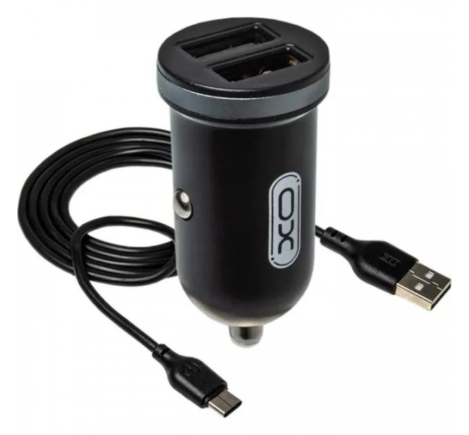 Зарядний пристрій XO 2xUSB 2.1A + cable USB to Micro 5P black (TZ08-M-BK)