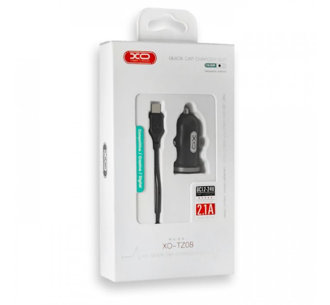 Зарядний пристрій XO 2xUSB 2.1A + cable USB to Micro 5P black (TZ08-M-BK)