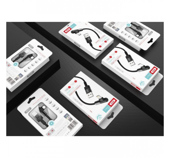 Дата кабель USB 2.0 AM to Lightning 1.0m 2.4A 90° corner white XO (NB152-L-1-WH)
