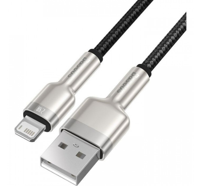 Дата кабель USB 2.0 AM to Lightning 2.0m 2.4A metal black Baseus (CALJK-B01)