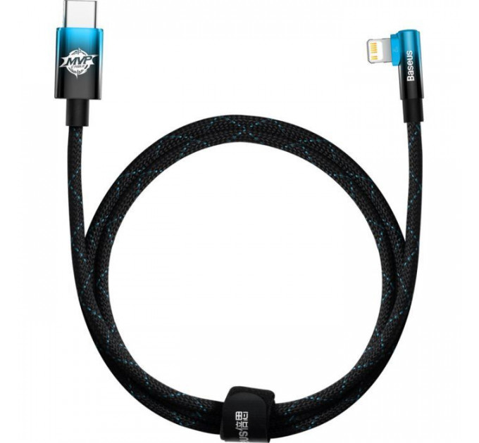 Дата кабель USB-C to Lightning 1.0m 20W 90° corner black\/blue Baseus (CAVP000221)