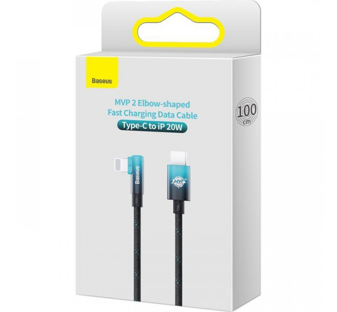 Дата кабель USB-C to Lightning 1.0m 20W 90° corner black\/blue Baseus (CAVP000221)