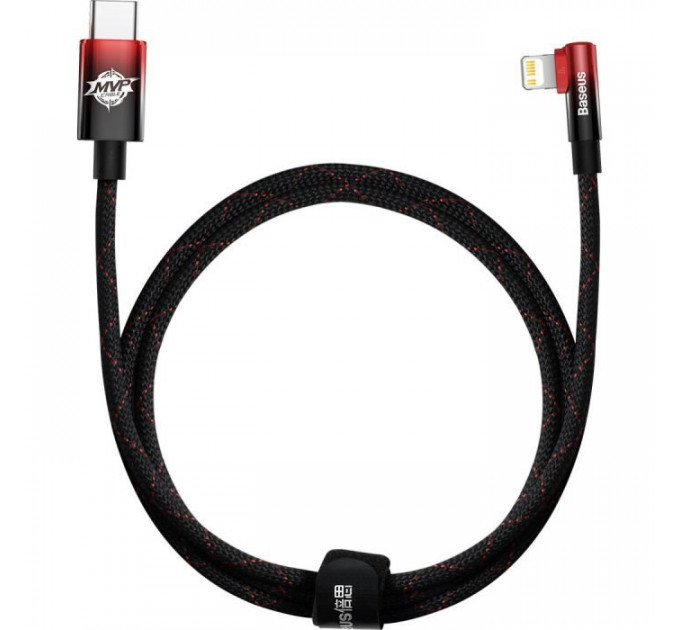 Дата кабель USB-C to Lightning 1.0m 20W 90° corner black\/red Baseus (CAVP000220) Дата кабель USB-C to Lightning 1.0m 20W 90° corner black\/red Baseus (CAVP000220)