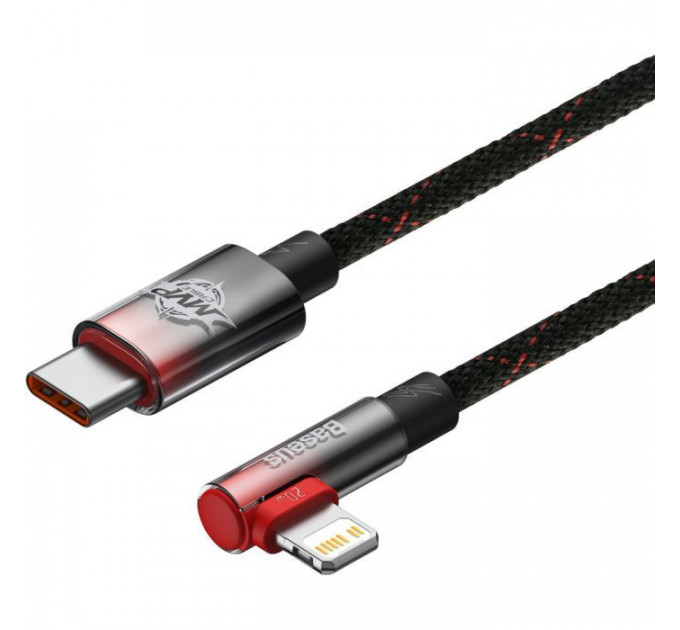 Дата кабель USB-C to Lightning 1.0m 20W 90° corner black\/red Baseus (CAVP000220)