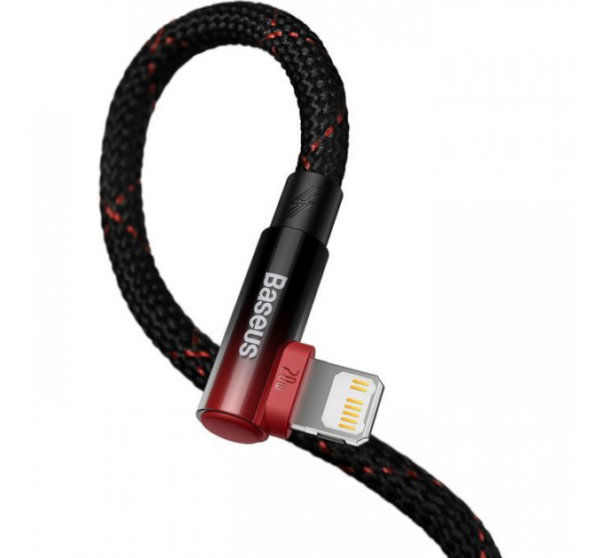 Дата кабель USB-C to Lightning 1.0m 20W 90° corner black\/red Baseus (CAVP000220)