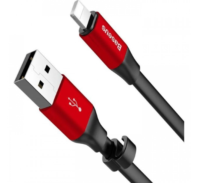 Дата кабель USB 2.0 AM to Lightning 0.23m 2A black\/red Baseus (CALMBJ-B91)