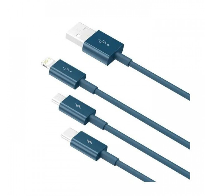 Дата кабель USB 2.0 AM to Lightning + Micro 5P + Type-C 1.5m 3.5A blue Baseus (CAMLTYS-03)