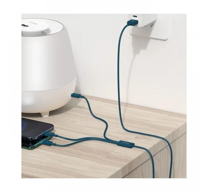 Дата кабель USB 2.0 AM to Lightning + Micro 5P + Type-C 1.5m 3.5A blue Baseus (CAMLTYS-03)