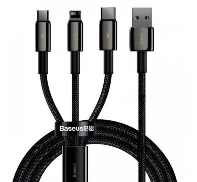 Дата кабель USB 2.0 AM to Lightning + Micro 5P + Type-C 1.5m 3.5A black Baseus (CAMLTWJ-01) Дата кабель USB 2.0 AM to Lightning + Micro 5P + Type-C 1.5m 3.5A black Baseus (CAMLTWJ-01)