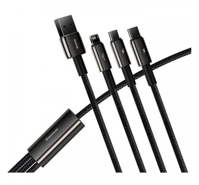 Дата кабель USB 2.0 AM to Lightning + Micro 5P + Type-C 1.5m 3.5A black Baseus (CAMLTWJ-01)