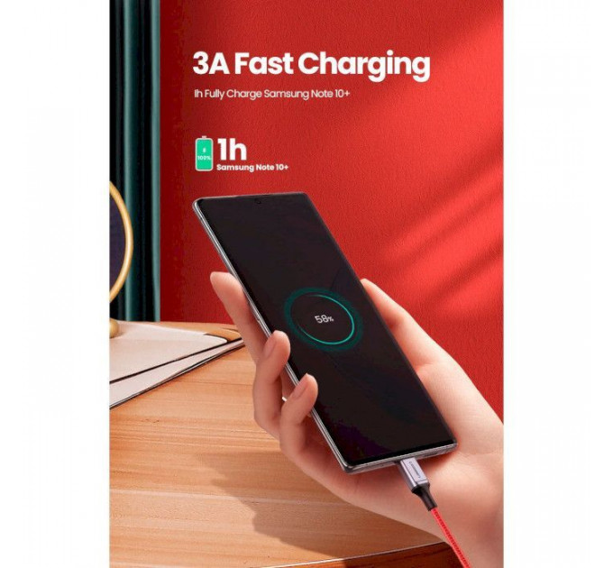 Дата кабель USB 2.0 AM to USB-C 1.0m US294 red Ugreen (60186)