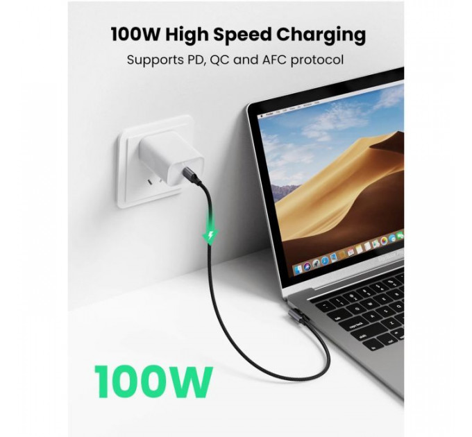 Дата кабель USB-C 2.0 to USB-C 3.0m 90° corner US334 black Ugreen (20583)