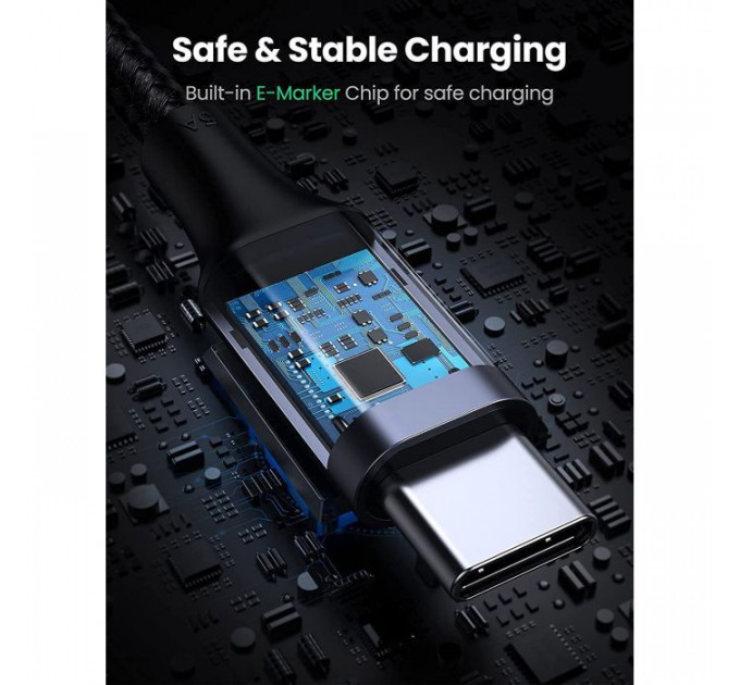 Дата кабель USB-C 2.0 to USB-C 3.0m 90° corner US334 black Ugreen (20583)