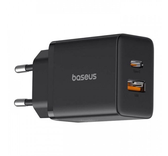 Зарядний пристрій Baseus 1xUSB-C 30W + 1xUSB black (P10111404113-00)