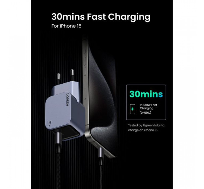 Зарядное устройство для Ugreen USB-C PD30W GaN X703 gray (35006)