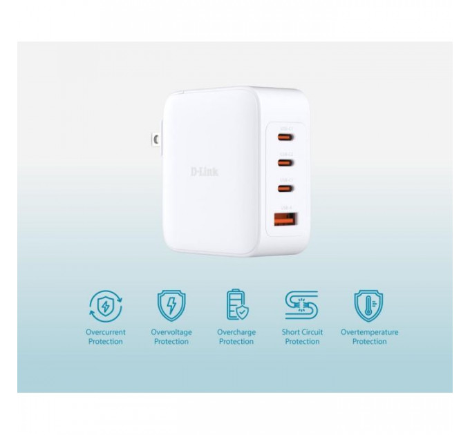 Зарядний пристрій D-Link 3xUSB-C + 1xUSB PD140W GaN white (DCF-141)