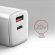 Зарядное устройство для AXAGON 1xUSB QC3.0 + 1xUSB-C PD20W white (ACU-PQ20W)